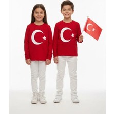Zekids Çocuk Uzun Kollu Kırmızı Türk Bayraklı T-Shirt