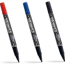 Esranın Dünyası 3'lü Kalıcı Işaretleyici Seti, Kırmızı-Mavi-Siyah, Ince ve Kalın Uçlar