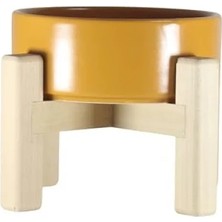 Esranın Dünyası Ahşap Standlı Seramik Mama ve Su Kabı - Ergonomik Tasarım, Iki Yükseklik Seçeneği