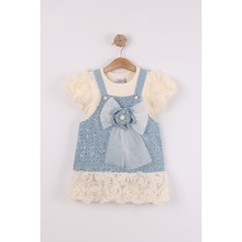 Joy Kids Kız Çocuk 2'li Premium Elbise (Ekru-Kot) (2-5yaş)