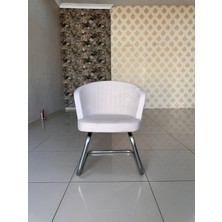 Sahmatra Bucket Ev ve Ofis Bekleme Sandalyesi | Misafir Koltuğu | Berjer | Sabit Ayak | Babyface Kumaş - Krem