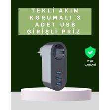 Pileli Store Termal Akım Korumalı 3 Usb'li Güvenli Priz – Akıllı Akım Dengeleme