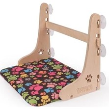 Esranın Dünyası Vantuzlu Kedi Cam Yatağı, Cama Asılan Tasarım, Ahşap Yapı