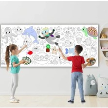 Esranın Dünyası Deniz Hayatı Temalı Dev Boyama Kağıdı 2,5 Metre Rulo Boyama Kağıdı Çocuk Anaokulu ve Kreşler Için Aktivite- Çocuk Eğitici Boyama