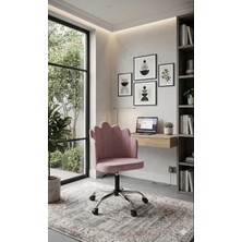 Sahmatra Butterfly Ev ve Ofis Çalışma Sandalyesi | Bilgisayar Koltuğu | Berjer | Krom Ayak | Babyface Kumaş - Pembe
