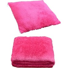 Esranın Dünyası Fuşya Renkli 2'li Set Battaniye ve Kedi Uyku Yastığı