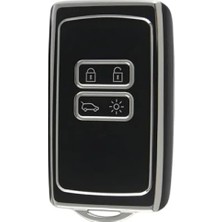 Esranın Dünyası Lüks Anahtar Kılıfı - Renault Uyumlu, Siyah-Gümüş