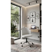 Sahmatra Butterfly Ev ve Ofis Çalışma Sandalyesi | Bilgisayar Koltuğu | Berjer | Krom Ayak | Babyface Kumaş - Krem