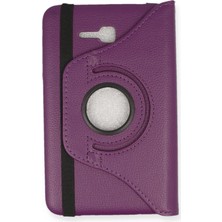 İlkyaz Fashion Ieg™  Samsung Galaxy T110 / T113 Tab 3 Lite 7 Kılıf 360 Tablet Deri Kılıf - Mürdüm