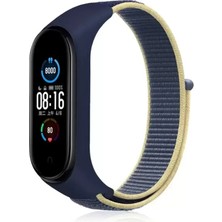 İlkyaz Fashion Ieg™  Xiaomi Mi Band 4 Hasırlı Cırtcırtlı Kordon - Sarı-Lacivert