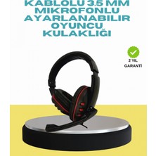Pileli Store Kırmızı Işıklı Oyuncu Kulaklığı Kablolu Mikrofonlu Profesyonel