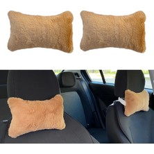 İlkyaz Fashion Ieg™ Yumuşak Peluşlu Ortopedik Araba Seyahat Boyun Yastığı 2'li Kahverengi
