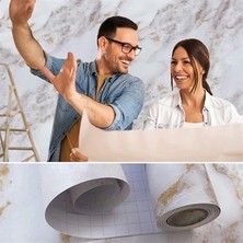 Akinco Mermer Desenli Masa Tezgah Mutfak Su Geçirmez Yapışkanlı Folyo Sticker Sarı 5x0,6m