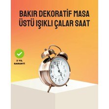 İlkyaz Fashion Retro Tarz Bronz Dekoratif Masa Saati Metal Gövde Yüksek Sesli Alarm