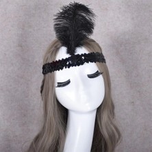 İlkyaz Fashion Yılbaşı Saç Tüyü Saç Bandı Siyah Renk