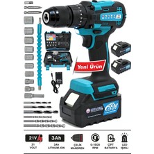 Akülü Vidalama Çelik Mandren 24 Parça Setli Çift Batarya Şarjlı Matkap