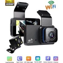 İlkyaz Fashion Araç Içi Kamera Wifi Özellikli Ekranlı Ön ve Geri Görüş Kameralı Mikrofonlu 3 Inç Hd