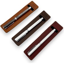 SürLaz Kişiye Özel Öğretmenler Günü Hediyesi Set 3'lü El Yapımı Deri Kılıflı Touch Pen Kalem Seti