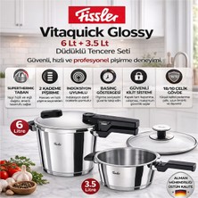 Fissler Vitaquick Glossy 6 Lt + 3.5 Lt Düdüklü Tencere + Dijital Mutfak Tartısı Hediye