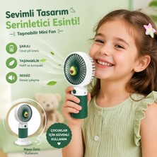 Zoli Şarjlı Masa ve El Fanı Taşınabilir Mini Şarj Edilebilir Fan,3 Kademeli,avakado Temalı