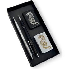 SürLaz Sevgililer Günü Özel Set 2 Isme Özel Çakmak ve 2 Isme Özel Tükenmez Kalem Özel Kutusunda