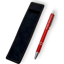 SürLaz Öğretmenler Günü Hediyesi Isme Özel El Yapımı Deri Kalem Kılıfı ve Isme Özel Tükenmez Kalem