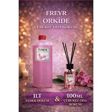 Freyr Orkide Bambu Çubuklu Oda Kokusu 100 ml + 1 Lt Yedek Dolum Likiti – Uzun Süre Kalıcı Ortam Kokusu
