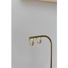 Marsel Çark Model Taş Detaylı Halka 14K Xp Gold Küpe