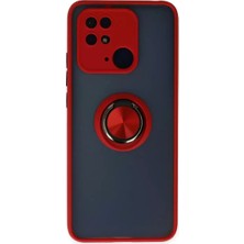 Prativas Redmi 10C Kılıf Montreal Yüzüklü Silikon Kapak - Kırmızı
