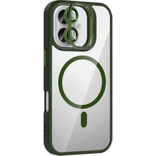 Prativas Iphone 16 Remim Lensli Magsafe Standlı Kapak - Koyu Yeşil