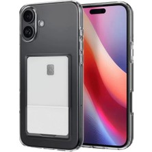 Prativas Iphone 16 Kılıf Kart Şeffaf Silikon - Şeffaf