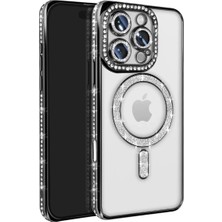 Prativas Iphone 16 Kılıf Joke Simli Magneticsafe Kılıf - Siyah