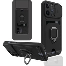 Prativas Iphone 13 Kılıf Zuma Kartvizitli Yüzüklü Silikon - Siyah