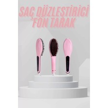 Senka Elektrikli Saç Düzleştirici Tarak Saç Düzleştirici Fırça Sıkı Dişli Pembe