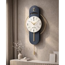 MetaQuartz AksesuarLacivert Milano-Led Yok (Sarkaç Otomatik Değil )- ABS KADRAN Time Modern Dekoratif Metal Camlı Duvar Saati