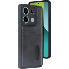 Senka Newface Redmi Note 13 Pro 5g Kılıf Sara Kartvizitli Deri Kılıf - Siyah