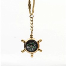 Pazarcan Pirinç Dümen Tasarımlı Pusula Anahtarlık