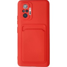 Fiberliz Newface Xiaomi Redmi Note 10 Pro Kılıf Kelvin Kartvizitli Silikon - Kırmızı