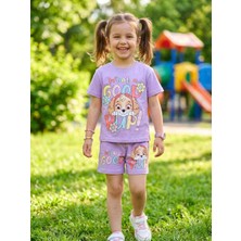 Özsa Lila Kız Çocuk Şortlu Pamuk Penye Takım