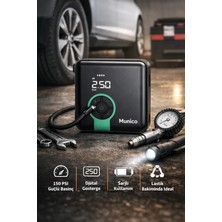 Munico Powerbank Özellikli Taşınabilir Hava Pompası 4000MAH Şarjlı Oto, Motosiklet ve Bisiklet Için