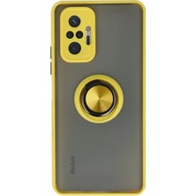 Prativas Redmi Note 10 Kılıf Montreal Yüzüklü Silikon Kapak - Sarı