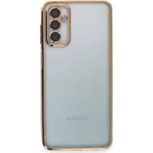 Fiberliz Newface Samsung Galaxy M23 Kılıf Razer Lensli Silikon - Gold