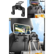 Munico Oto Koltuk Arkası Organizer Askılık ve Telefon Tutucu Minimalist Tasarım ile Araç Dekoratif