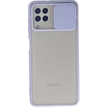 Fiberliz Newface Samsung Galaxy A22 Kılıf Palm Buzlu Kamera Sürgülü Silikon - Lila