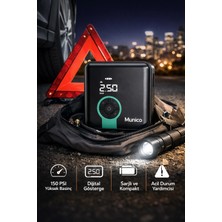 Munico Şarjlı Havakompresör Powerbank Özellikli 4000MAH Taşınabilir Pompa Bisiklet, Top ve Araç Lastikleri