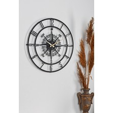 Muyika Design Muyika Bunnela Metal Siyah Oval Duvar Saati 50X50Cm Sessiz Mekanizma Dekoratif Özellik