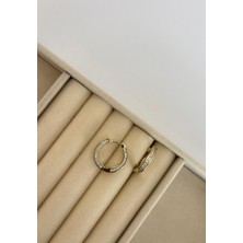 Marsel Özel Seri Tam Tur Mini Taşlı 14K Halka Xp Gold Küpe