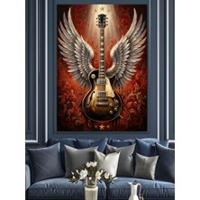 Karizma Tablo Kanatlı Gitar Rock N Roll Dekoratif Kanvas - Mdf Ahşap Tablo