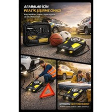 Munico Oto Lastik Şişirme Pompası Uzun Kablolu Güçlü Motorlu Kompresör Araç ve Motosiklet Için Analog Basın