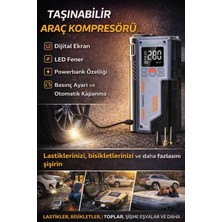 Munico 12.000 Mah Powerbank Jump Starter LED Işıklı Araç Akü Takviye Ünitesi Dijital Hava Kompresörlü Jump